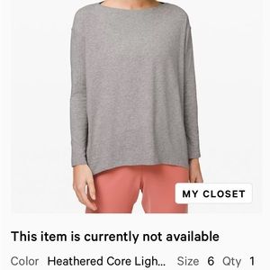 Lululemon back in action long sleeve grey size 6